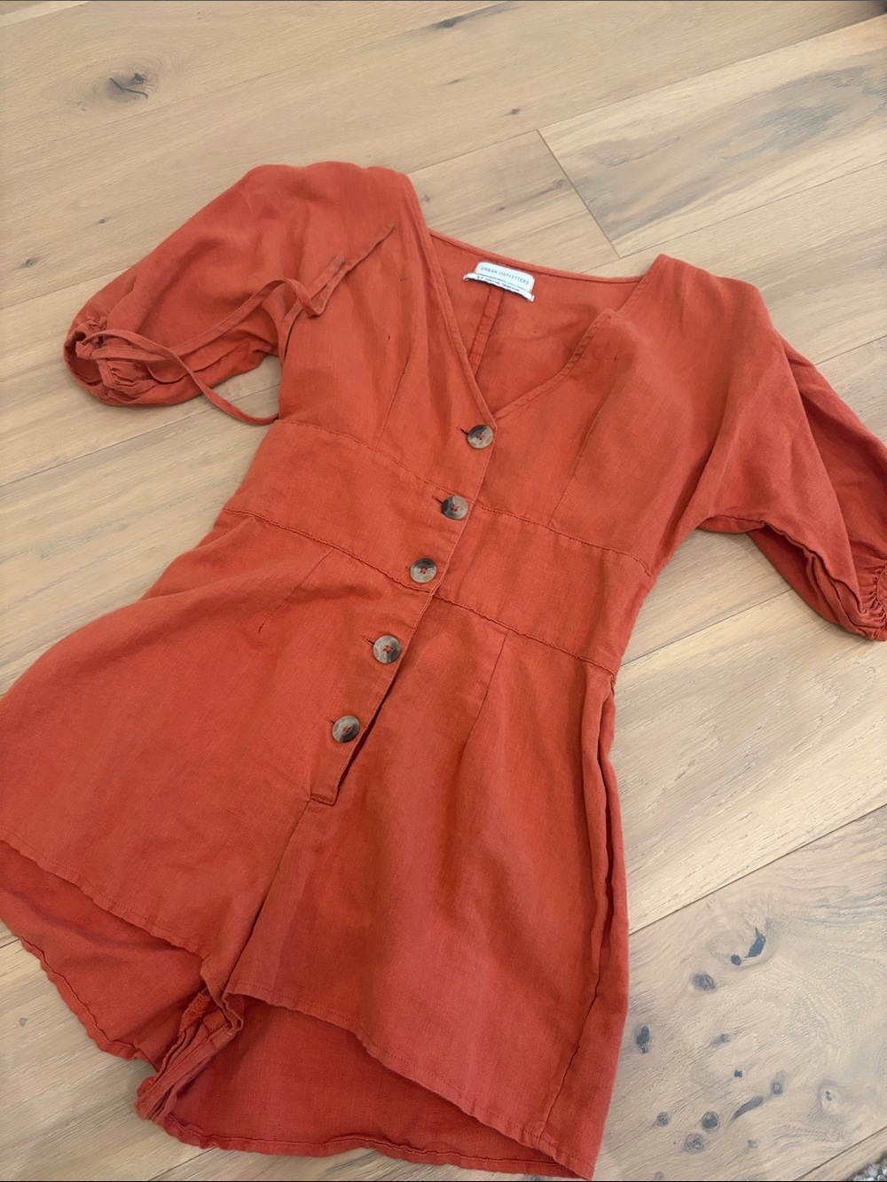 Urban Outfitters Rust Orange Button-Front Women’s Linen Romper